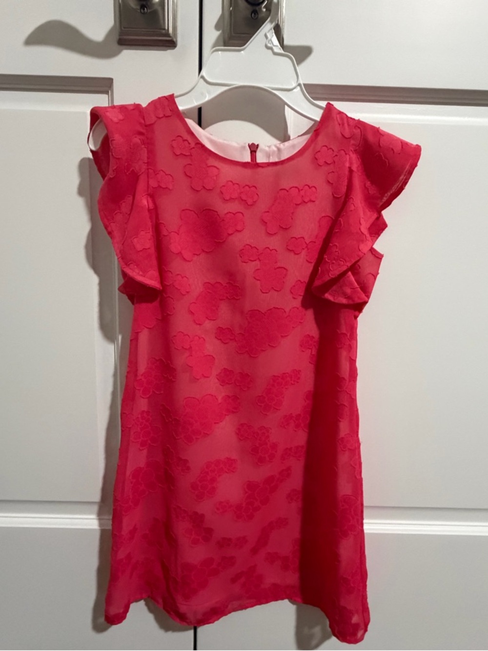 Florence Eiseman Girls Hot Pink Flutter Sleeve Floral Dress